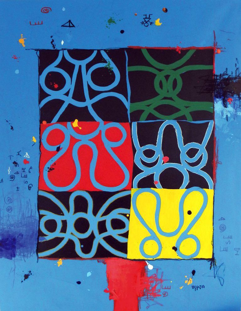 Blauwe schopsteentje – 2008 Mixed media on canvas